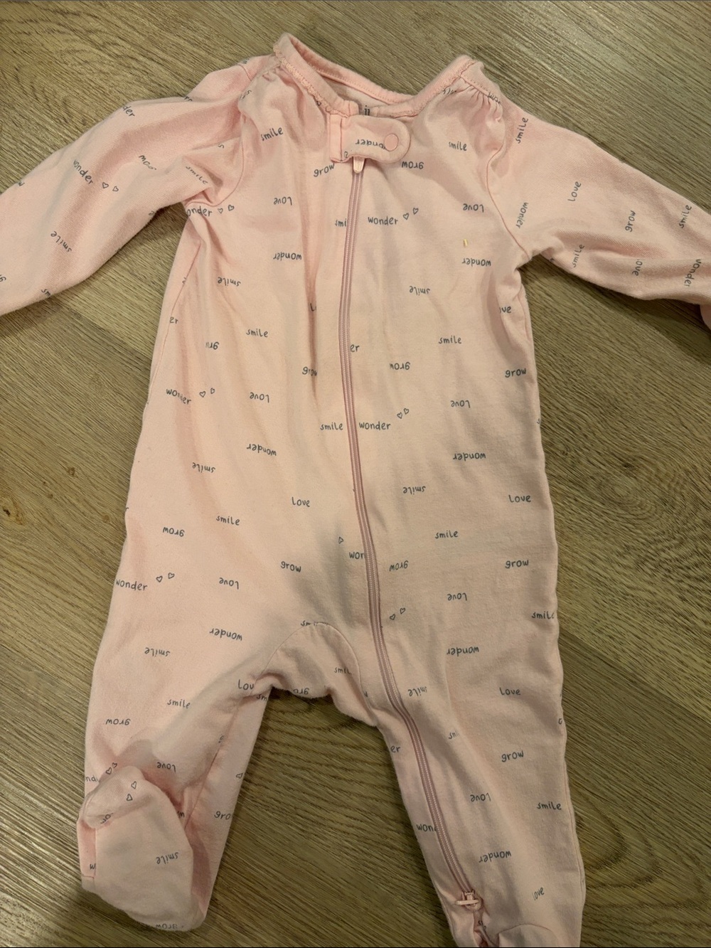 Carter's Light Pink Footed One-Piece with Word Print 100% cotton